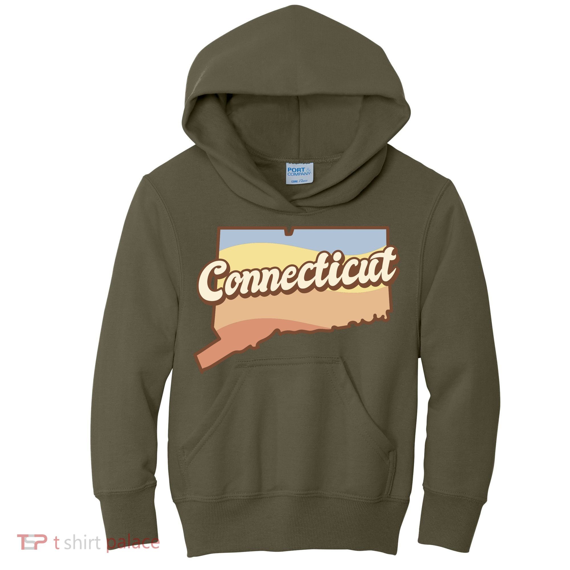 Connecticut Retro Sunset Logo Kids Hoodie