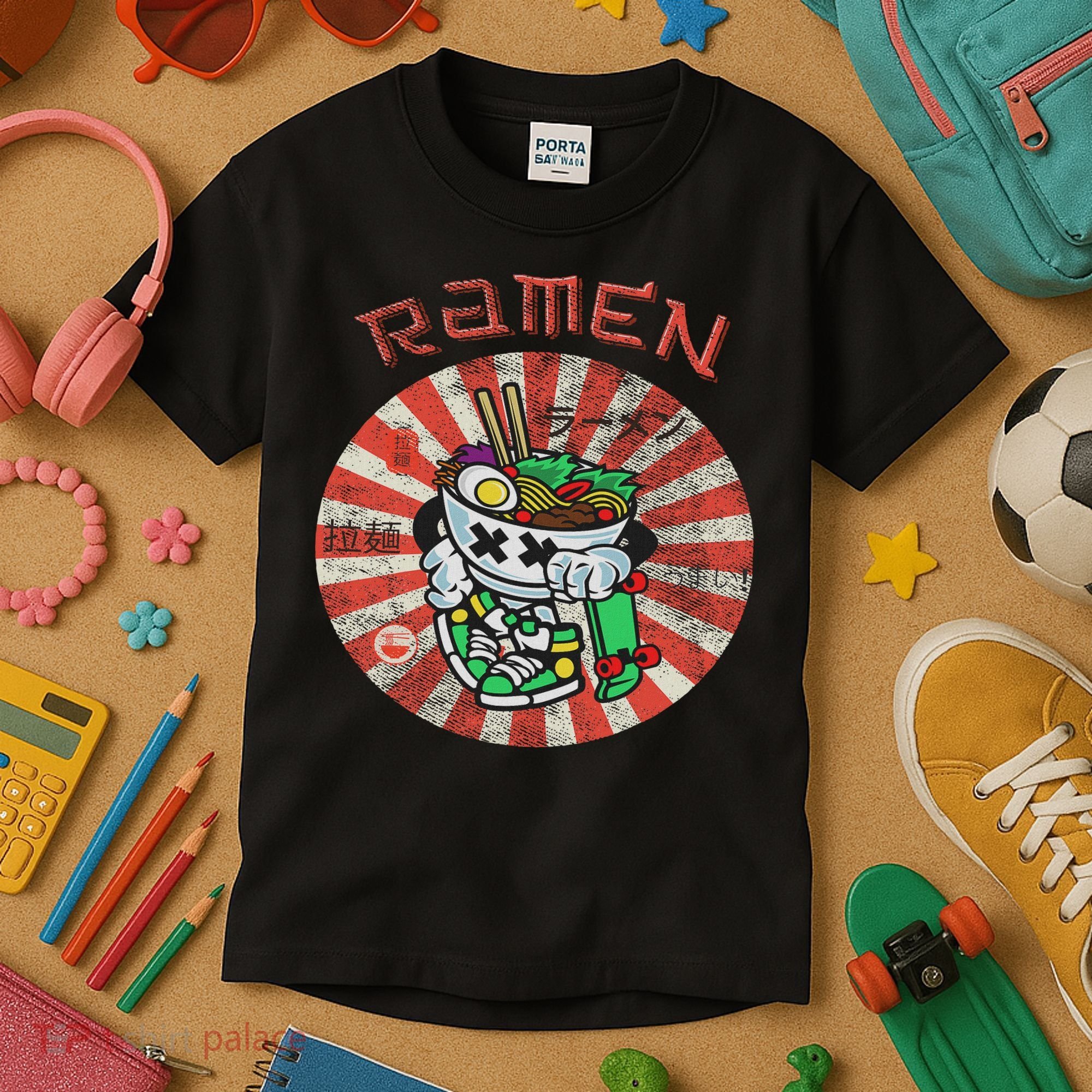 Cute Ramen Skater Kawaii Anime Skateboard Lover Ns Kids T-Shirt