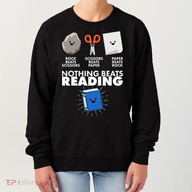 Cute Rock Scissors Paper Nothing Beats Reading Women's Sweatshirt