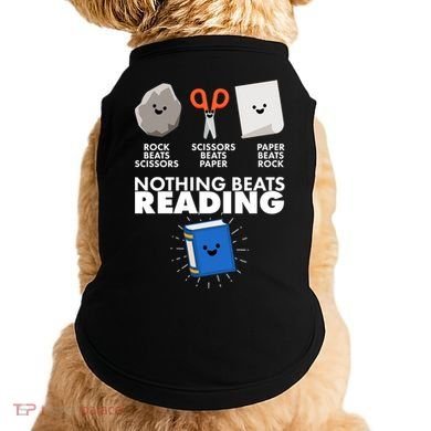 Cute Rock Scissors Paper Nothing Beats Reading Doggie Tank
