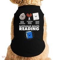 Cute Rock Scissors Paper Nothing Beats Reading Doggie Tank thumb 0