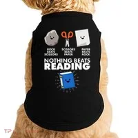 Cute Rock Scissors Paper Nothing Beats Reading Doggie Tank thumb 0