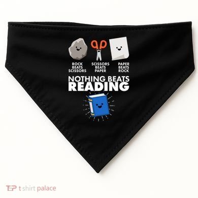 Cute Rock Scissors Paper Nothing Beats Reading USA-Made Doggie Bandana