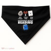 Cute Rock Scissors Paper Nothing Beats Reading USA-Made Doggie Bandana thumb 0