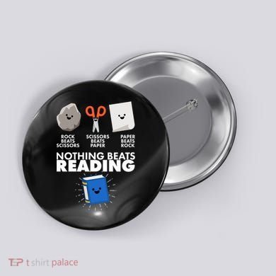 Cute Rock Scissors Paper Nothing Beats Reading Button
