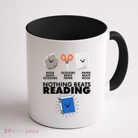 Cute Rock Scissors Paper Nothing Beats Reading Coffee Mug thumb 1