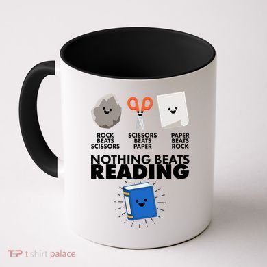 Cute Rock Scissors Paper Nothing Beats Reading Coffee Mug
