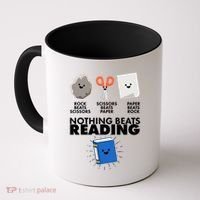 Cute Rock Scissors Paper Nothing Beats Reading Coffee Mug thumb 0