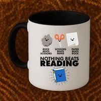 Cute Rock Scissors Paper Nothing Beats Reading Coffee Mug thumb 2