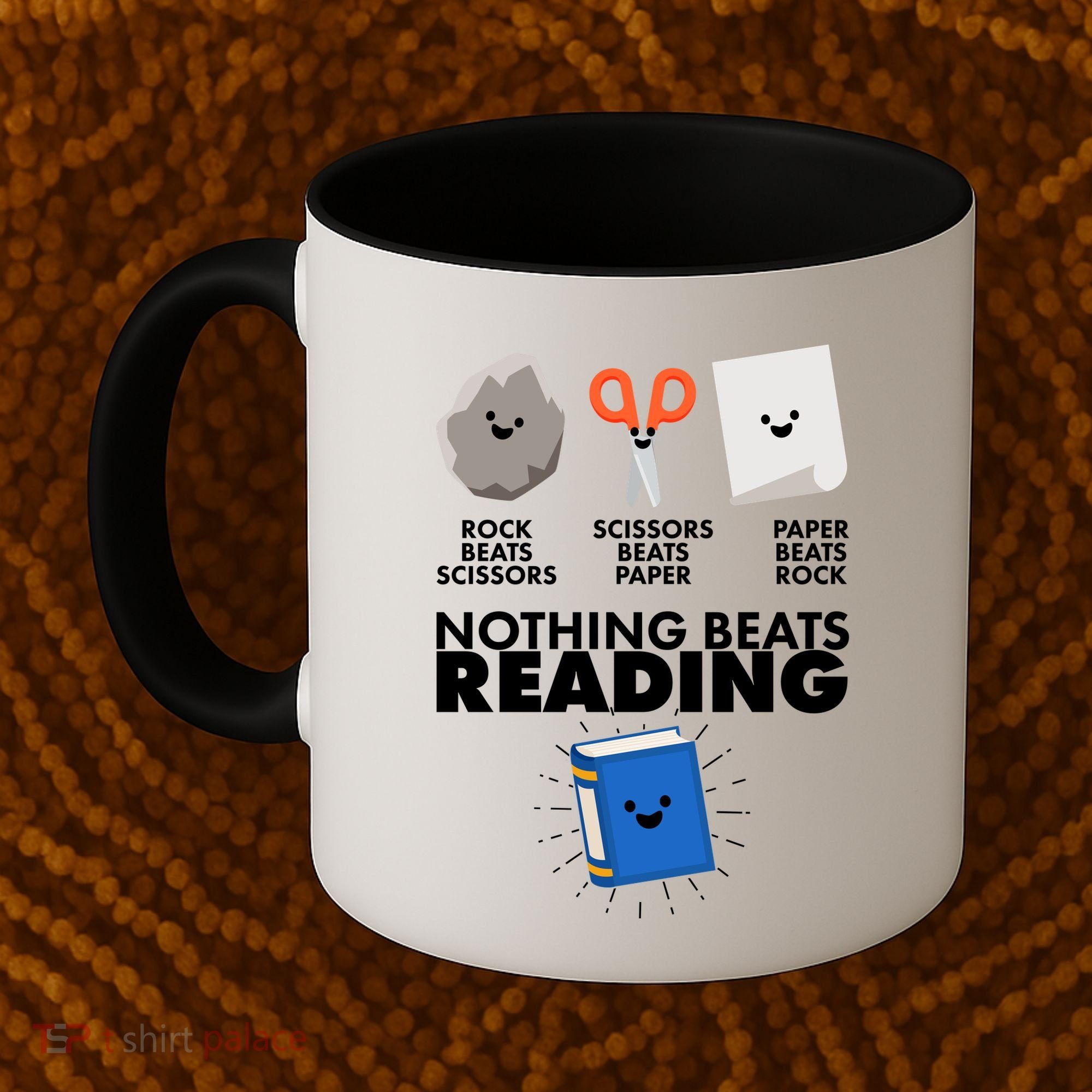 Cute Rock Scissors Paper Nothing Beats Reading Coffee Mug