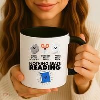 Cute Rock Scissors Paper Nothing Beats Reading Coffee Mug thumb 3