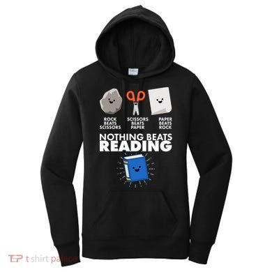 Cute Rock Scissors Paper Nothing Beats Reading Women's Hoodie