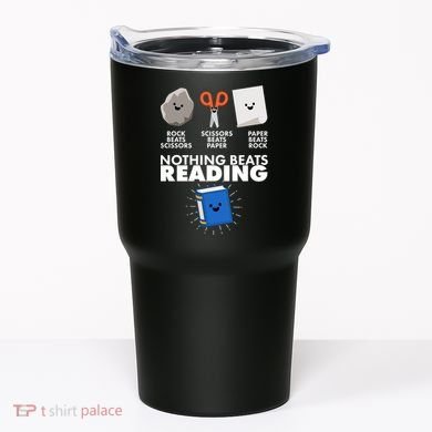 Cute Rock Scissors Paper Nothing Beats Reading Tumbler