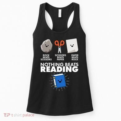 Cute Rock Scissors Paper Nothing Beats Reading Women's Tank Top