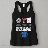 Cute Rock Scissors Paper Nothing Beats Reading Women's Tank Top thumb 3