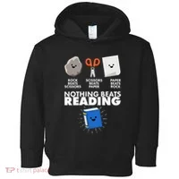 Cute Rock Scissors Paper Nothing Beats Reading Toddler Hoodie thumb 0