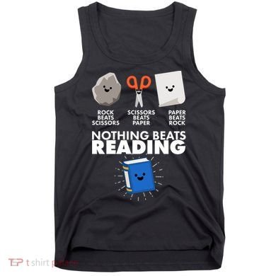 Cute Rock Scissors Paper Nothing Beats Reading Tank Top