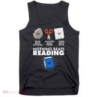 Cute Rock Scissors Paper Nothing Beats Reading Tank Top thumb 0
