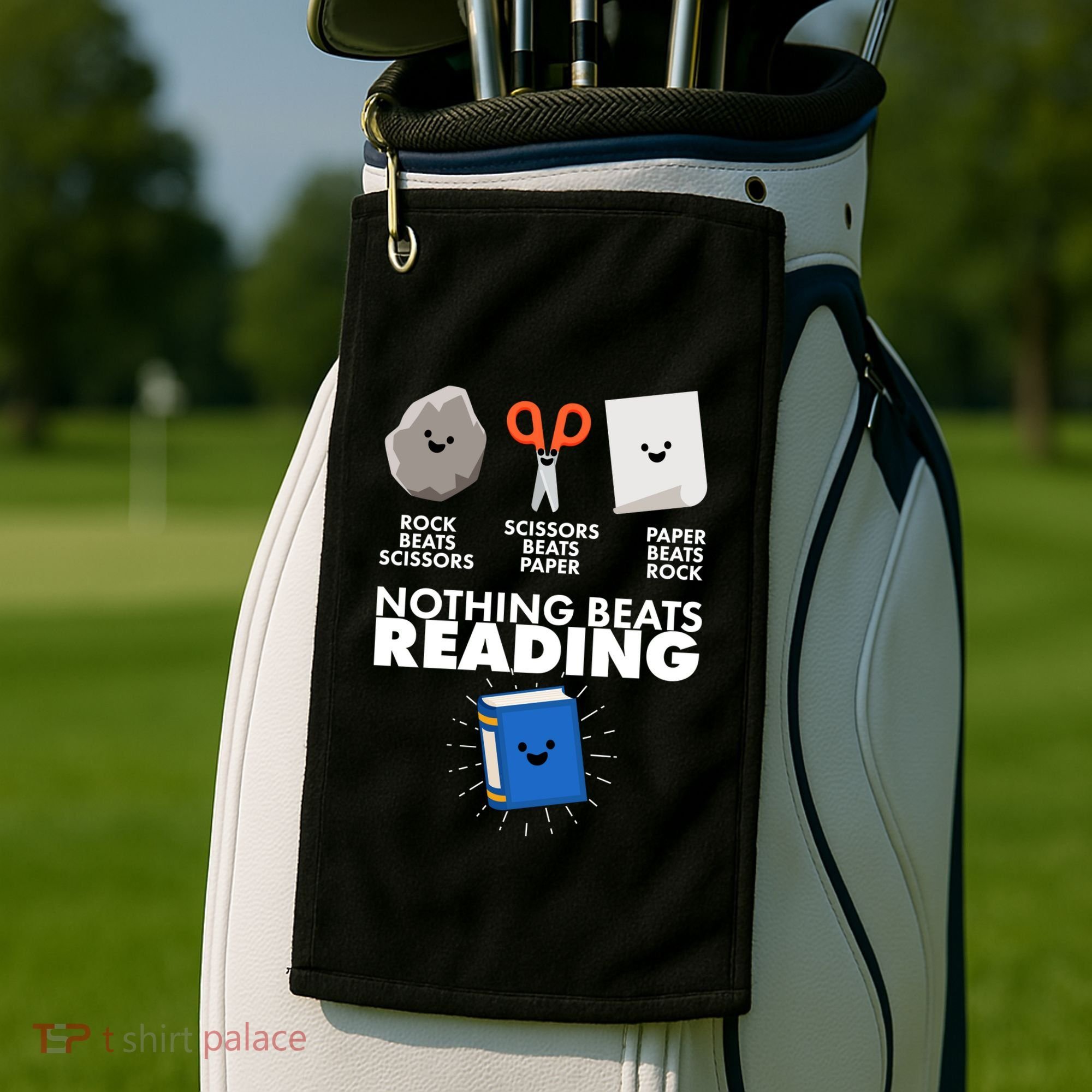 Cute Rock Scissors Paper Nothing Beats Reading Golf Towel