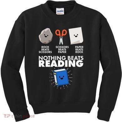 Cute Rock Scissors Paper Nothing Beats Reading Kids Sweatshirt