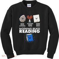 Cute Rock Scissors Paper Nothing Beats Reading Kids Sweatshirt thumb 0