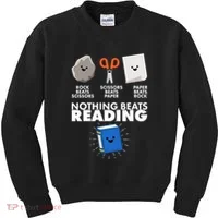 Cute Rock Scissors Paper Nothing Beats Reading Kids Sweatshirt thumb 0