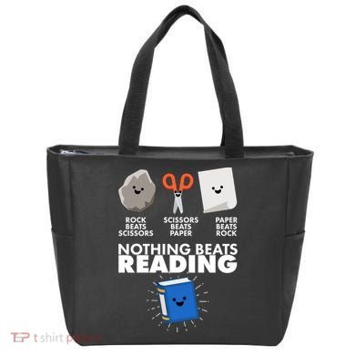 Cute Rock Scissors Paper Nothing Beats Reading Tote Bag