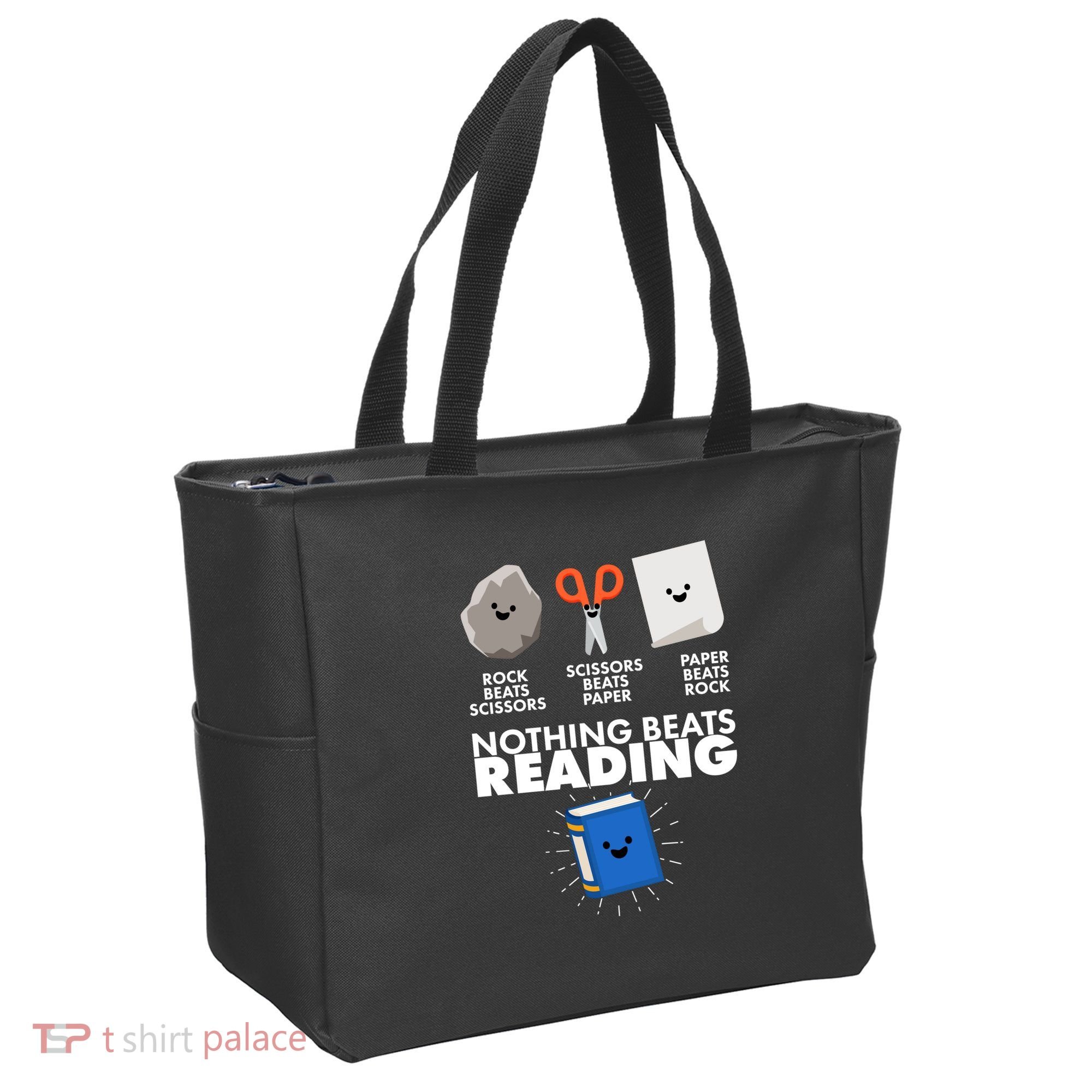 Cute Rock Scissors Paper Nothing Beats Reading Tote Bag