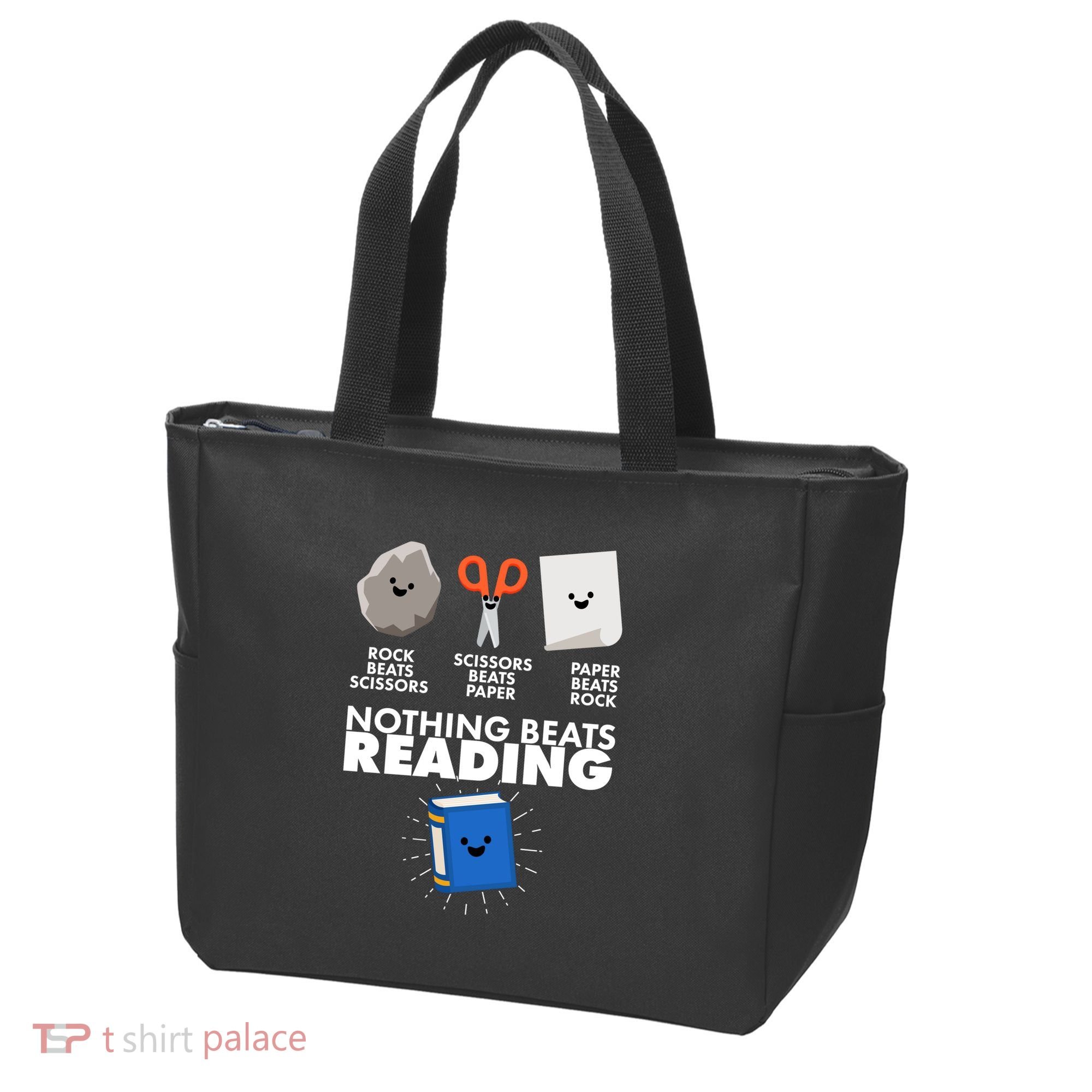 Cute Rock Scissors Paper Nothing Beats Reading Tote Bag