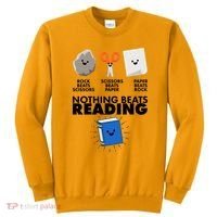Cute Rock Scissors Paper Nothing Beats Reading Sweatshirt thumb 0