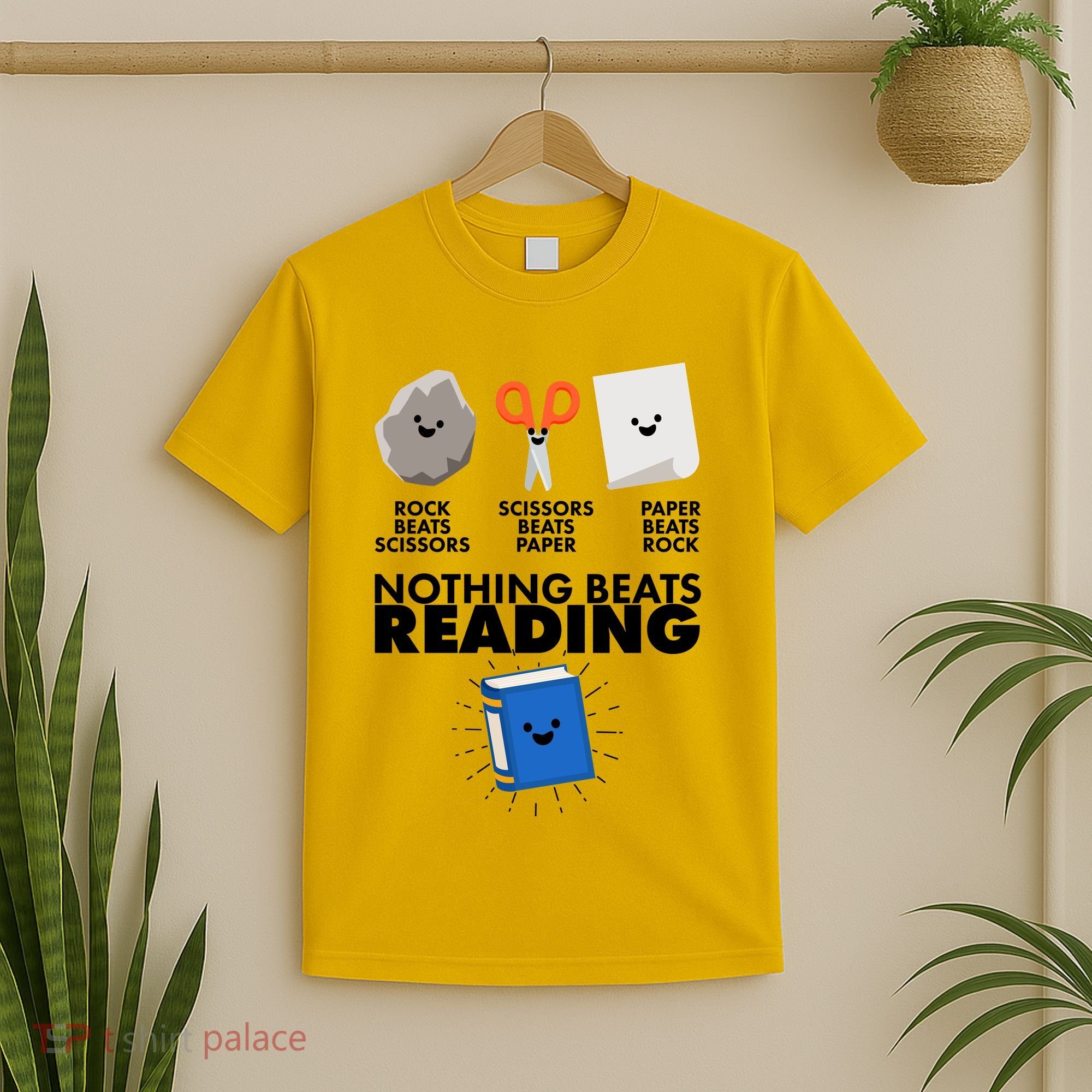 Cute Rock Scissors Paper Nothing Beats Reading T-Shirt