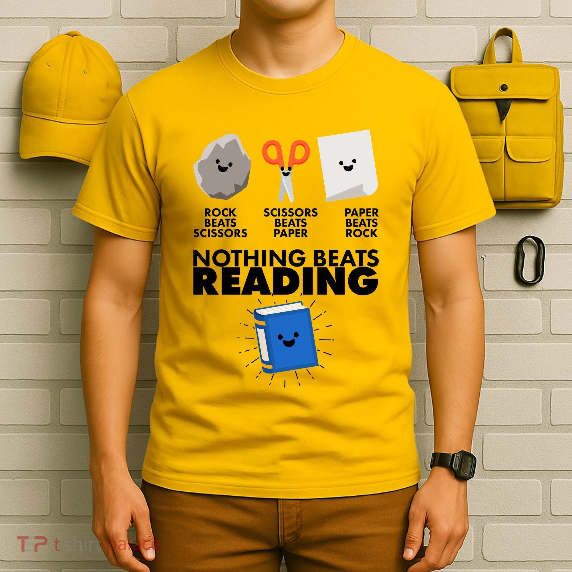 Cute Rock Scissors Paper Nothing Beats Reading T-Shirt