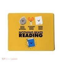 Cute Rock Scissors Paper Nothing Beats Reading Mousepad thumb 0