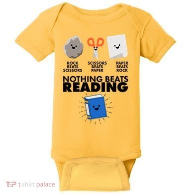 Cute Rock Scissors Paper Nothing Beats Reading Baby Bodysuit