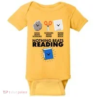Cute Rock Scissors Paper Nothing Beats Reading Baby Bodysuit thumb 0