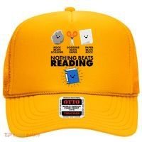 Cute Rock Scissors Paper Nothing Beats Reading Hat thumb 0
