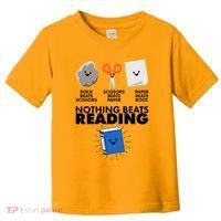 Cute Rock Scissors Paper Nothing Beats Reading Toddler T-Shirt thumb 0