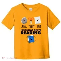 Cute Rock Scissors Paper Nothing Beats Reading Toddler T-Shirt thumb 0
