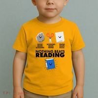 Cute Rock Scissors Paper Nothing Beats Reading Toddler T-Shirt thumb 2