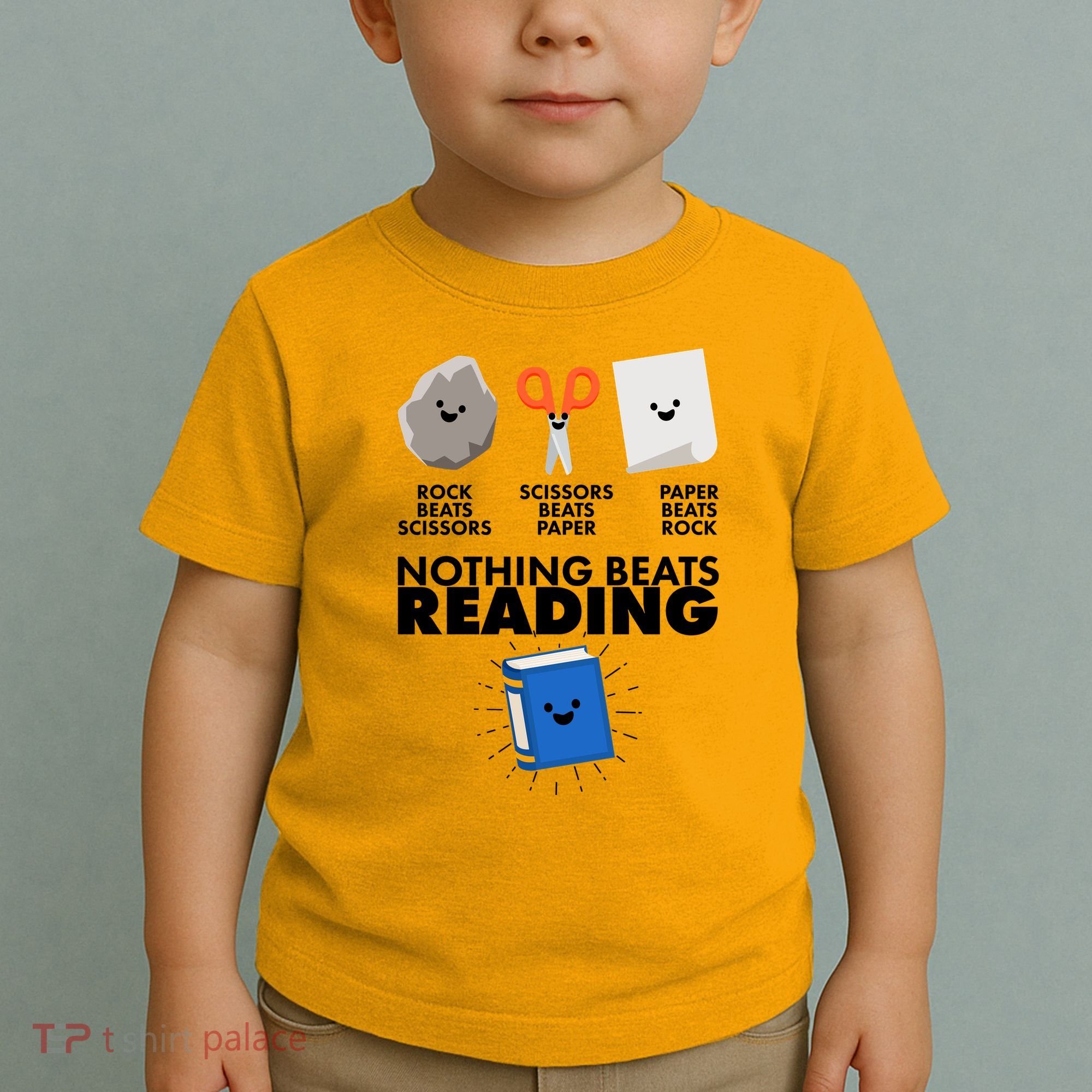Cute Rock Scissors Paper Nothing Beats Reading Toddler T-Shirt