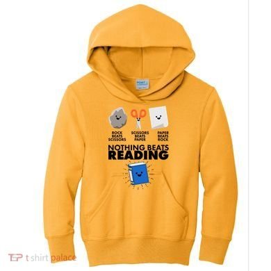 Cute Rock Scissors Paper Nothing Beats Reading Kids Hoodie