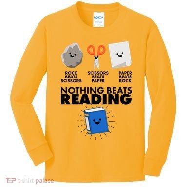 Cute Rock Scissors Paper Nothing Beats Reading Kids Long Sleeve Shirt