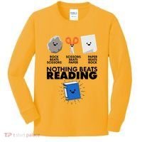 Cute Rock Scissors Paper Nothing Beats Reading Kids Long Sleeve Shirt thumb 0