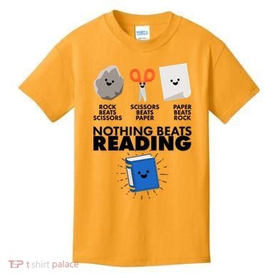 Cute Rock Scissors Paper Nothing Beats Reading Kids T-Shirt
