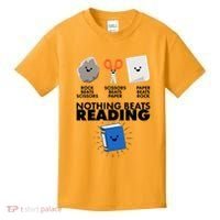Cute Rock Scissors Paper Nothing Beats Reading Kids T-Shirt thumb 0