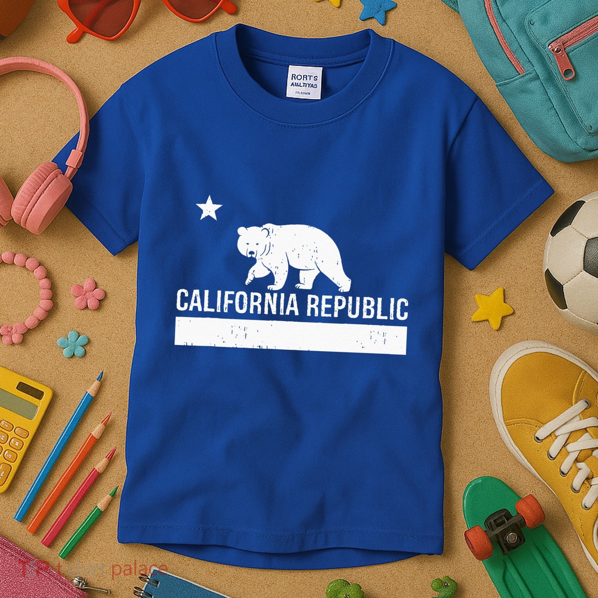 California Republic State Flag Kids T-Shirt