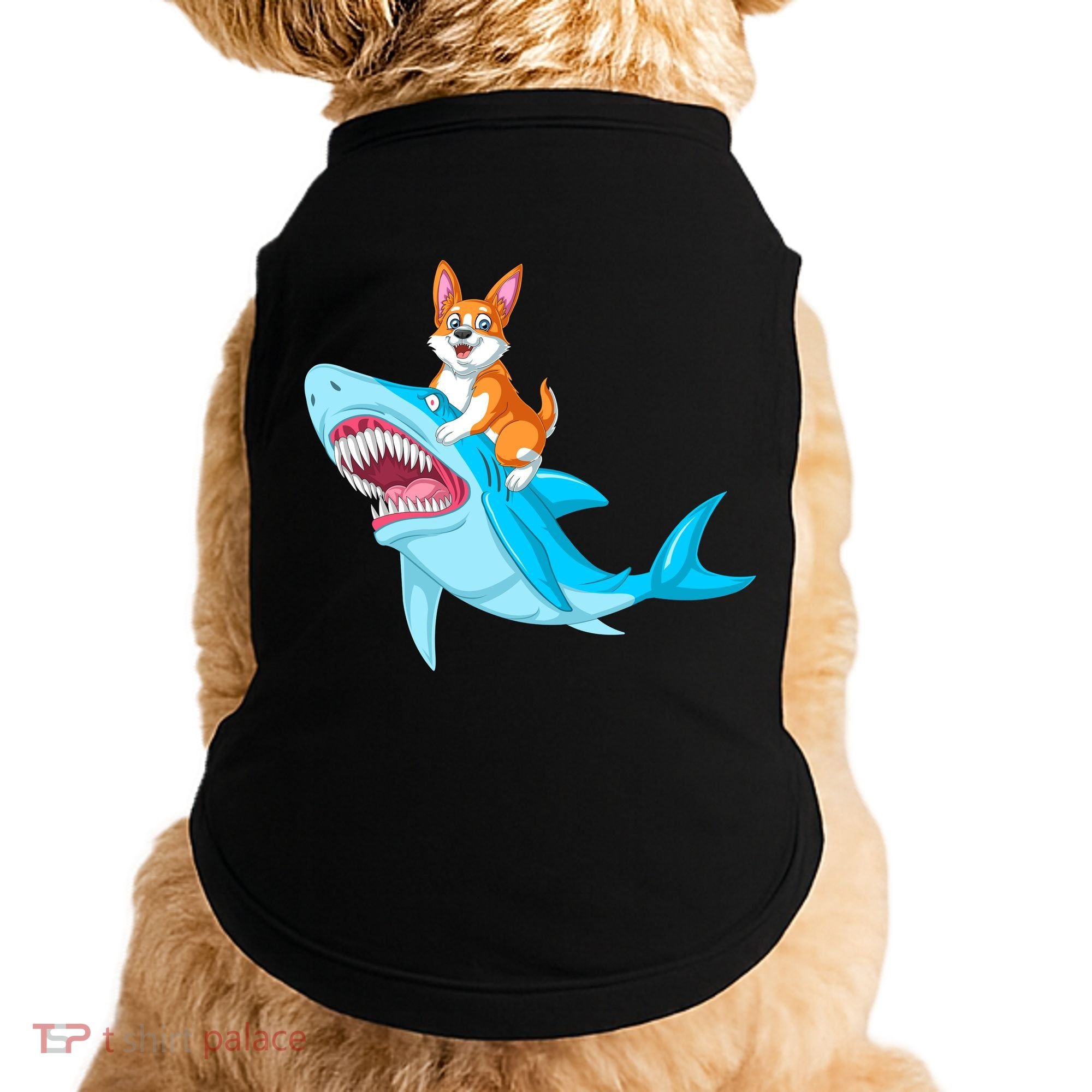 Corgi Riding Shark Doggie Tank