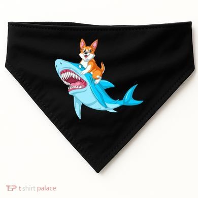 Corgi Riding Shark USA-Made Doggie Bandana