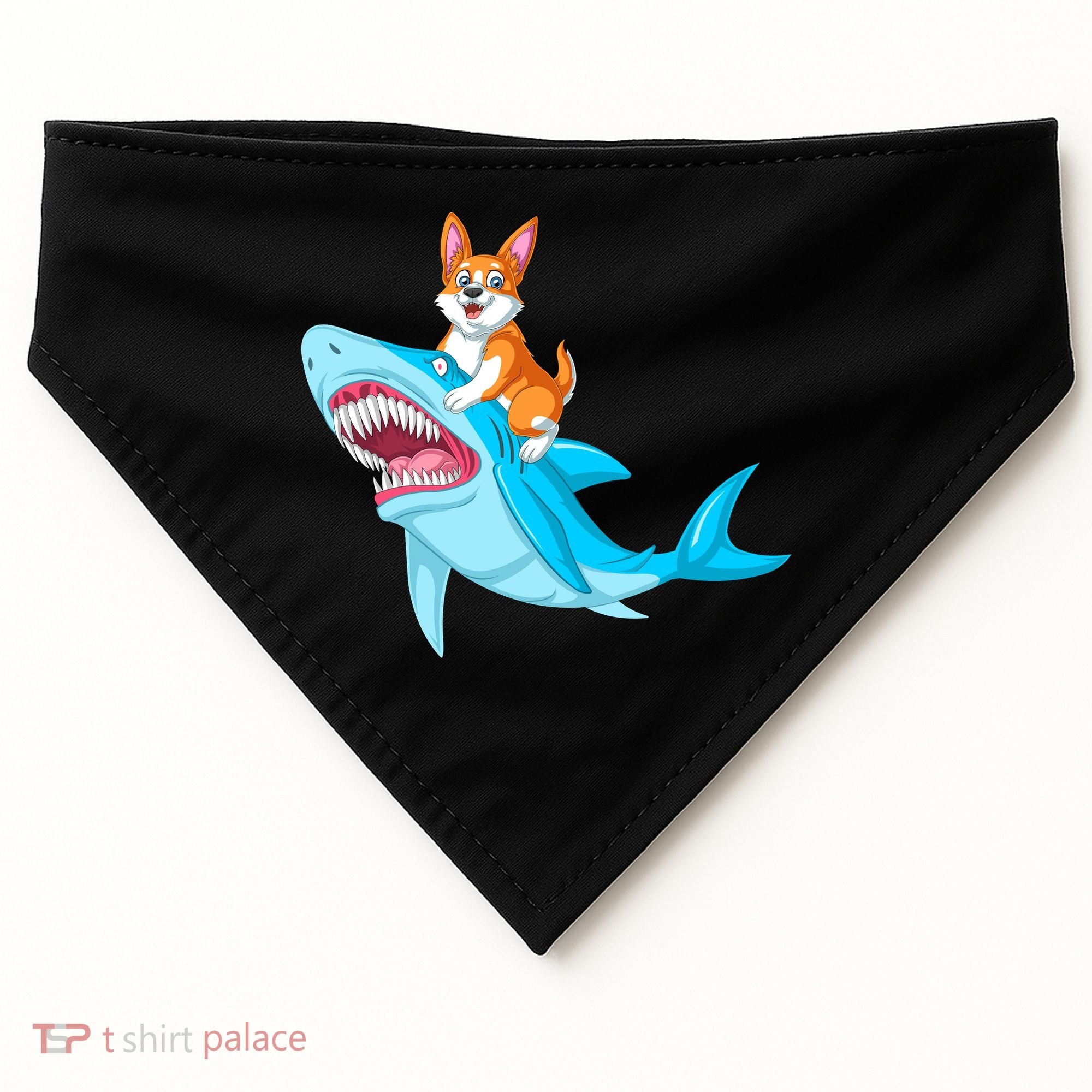 Corgi Riding Shark USA-Made Doggie Bandana
