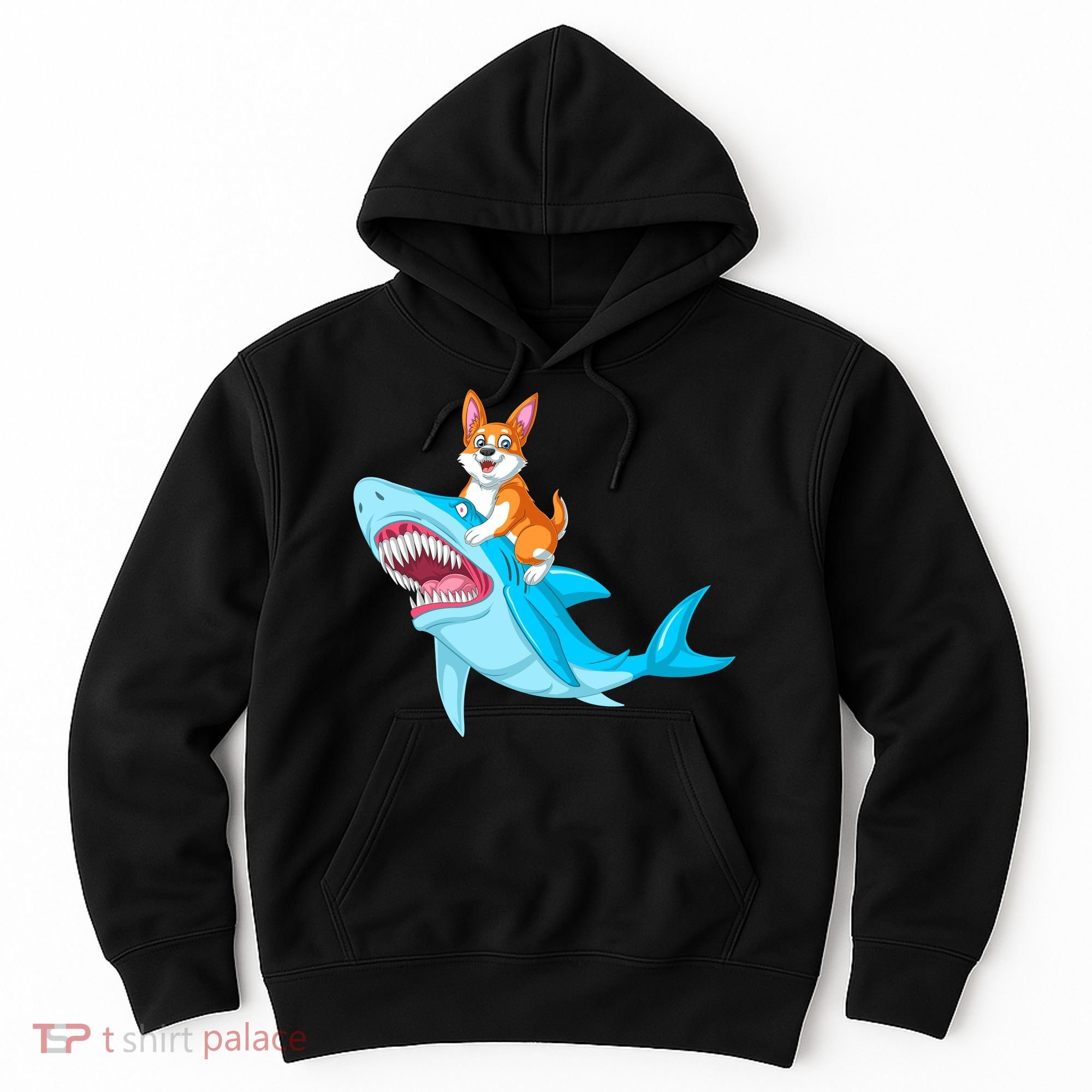 Corgi Riding Shark Hoodie